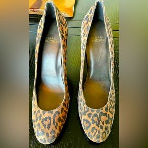 Stuart Weitzman leopard print 5 inch heels.
